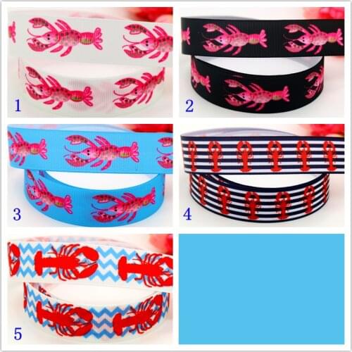 7/8'' Free shipping lobster printed grosgrain ribbon hairbow headwear party decoration diy wholesale 22mm S572