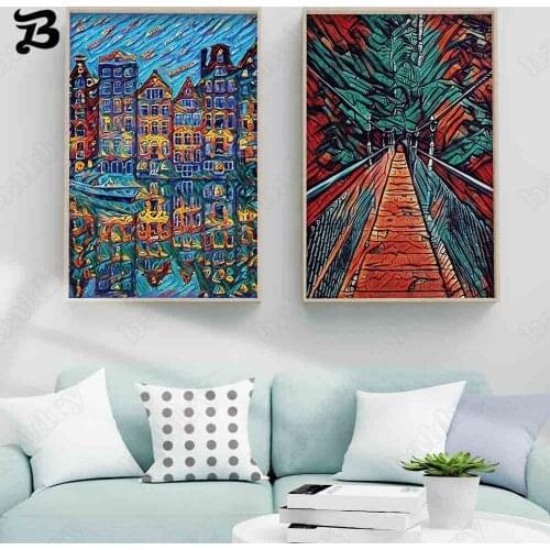Abstract Art Oil Painting Animals Plant Landscape Wall Art Canvas Painting Modern Posters Prints for Living Room Home Decoration
