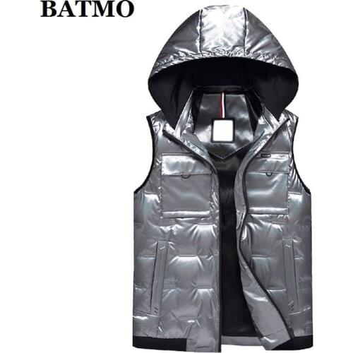 BATMO 2020 new arrival winter high quality 90% white duck down hooded jackets men,waterproof casual vest,plus-size M-4XL ZHZ2003