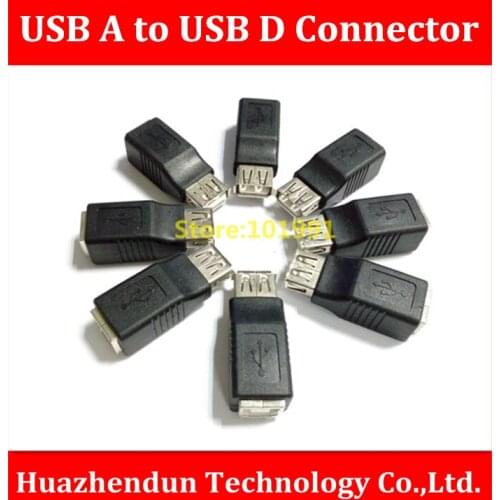 Free Shipping USB 2.0 Connector USB A Interface to USB D Interface Connector for Power Cable Black USB A TO USB D -10pcs/lot