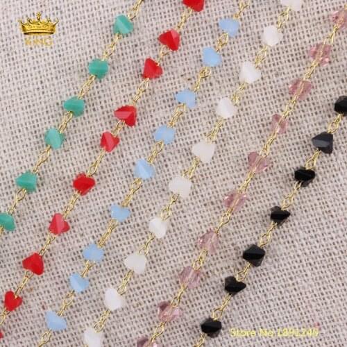 5meters 3mm Small Glass Beads Chains Findings,Faceted Chips Crystal Glass Plated Gold Links Glass Chains Crafts Chokers HX225