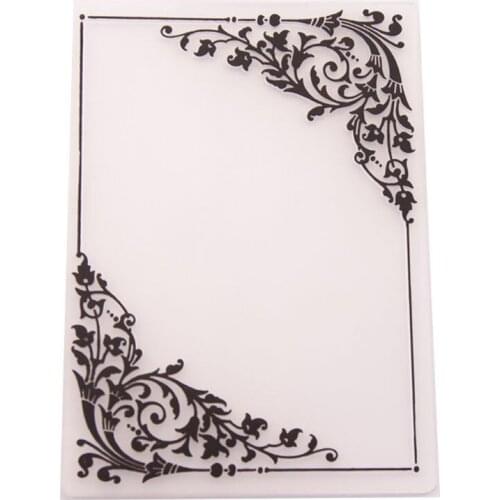 Flowers Corner Plastic Embossing Folder Template DIY Scrapbook Photo Album Card