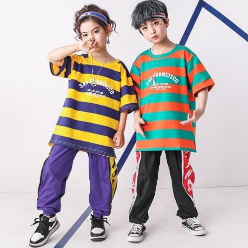 Kids Hip Hop Shirt Pants Ballroom Dancing Costumes for Girls Boys Jazz Dance Costumes Show Stage Wear Outfits Child Dancewear