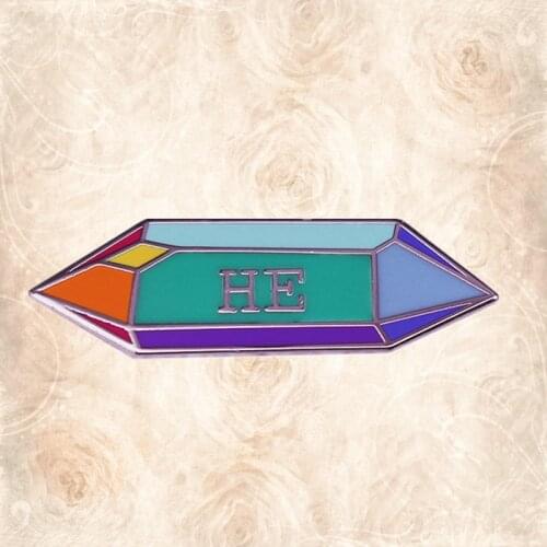 Rainbow LGBTQ pride Gender Identity crystal enamel pin pronouns Gay Lesbian Bisexual Pansexual Transgender Asexual badge brooch