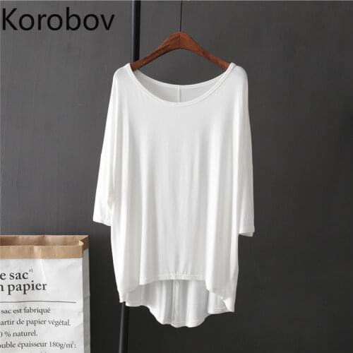 Korobov 2020 New Arrival O Neck Short Sleeve Women T Shirts Korean Casual Plus Size Female T Shirt Summer Tee Tops 2a386