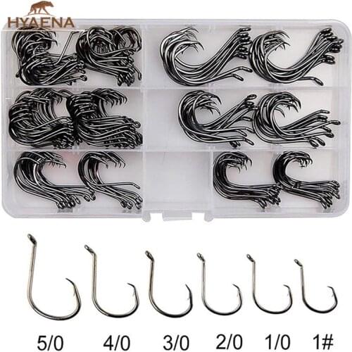 Hyaena 180pcs/box 7384 High Carbon Steel Fishing Hooks 2X Strong Offset Sport Circle Hooks Octopus Sharp Hooks