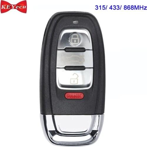 KEYECU for Audi A3 A4 A5 A6 A8 Quattro Q5 Q7 R8 Smart Remote Key Fob 8T0 959 754 A IYZFBSB802 315/ 433/ 868MHz