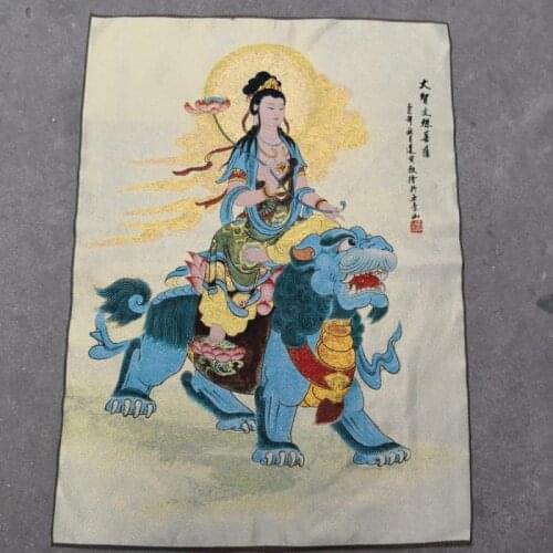 China old Tibet silk Thangka like hanging painting fengshui Bodhisattva