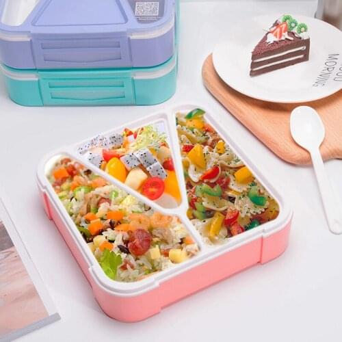 TUUTH Microwave Lunch Box Leak-Proof Bento Box 3 Lattice for Different Foods Portable Students Workers Salad Food Container
