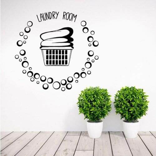 Laundry Room Basket Clothes Bubbles Wall Stickers Vinyl Art Home Decor Removable Waterproof Murals Modern Decals 4504