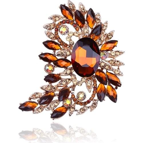 Hot selling Brooch Color Glass Large Glass Brooch crystal glass brooch brooch flower womens clothing accessories