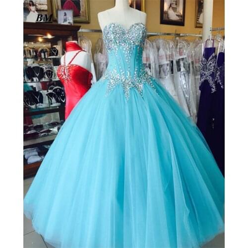 Sweetheart Tulle Ball Gown Quinceanera Dresses 2021 Bling Crystals Vestidos De 15 Anos Masquerade Party Princess Sweet 16 Dress