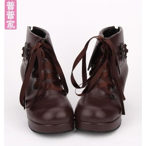 Princess sweet lolita shoes Original daily soft girl Lolita lacing small round with lovely princess shoes fashion pu8946