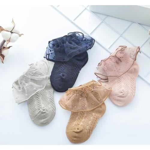 Soft breathable newborn baby girls socks fluffy lace ankle socks for girls sports socks children booties socks leg warmers