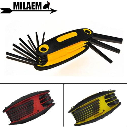 1pc Archery Allen key Set Hex Wrench Steel Multifunctional 9 in 1 Folding Compound Bow Outdoor Shooting Accessories