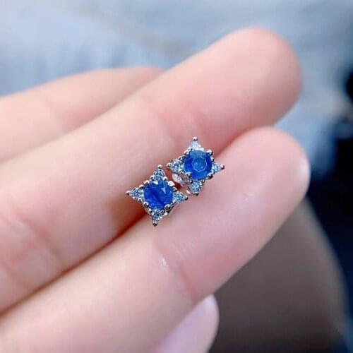 Natural And Real Sapphire Earring 925 sterling silver Fine jewelry For men women