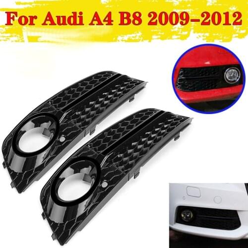 A Pair Honeycomb Car Front Fog Light Lamp Cover Honeycomb Grill Bumper Grille For Audi S5 A5 S-Lines Bumper 2013-2016