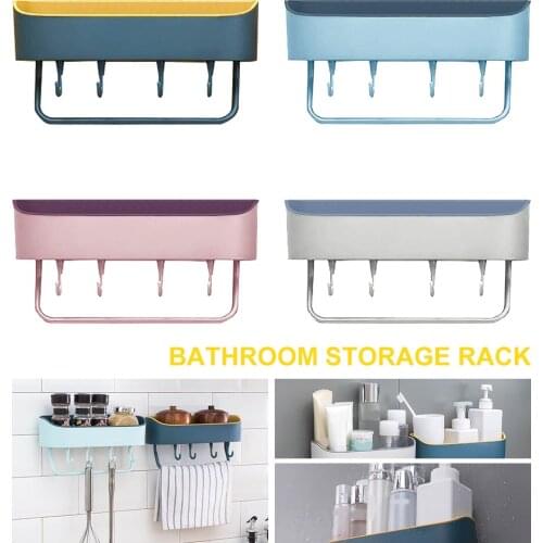 Bathroom Shelves Organizer Wall Mount Home Towel shelf Shampoo Rack With Towel Bar Storage Rack Bathroom Accessories