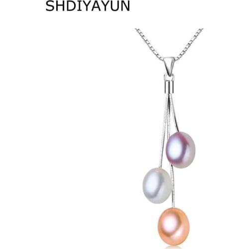 SHDIYAYUN 2019 Fine Pearl Necklace Pearl Jewelry Multicolour Tassels Natural Pearl Pendant 925 Sterling Silver Jewelry For Women