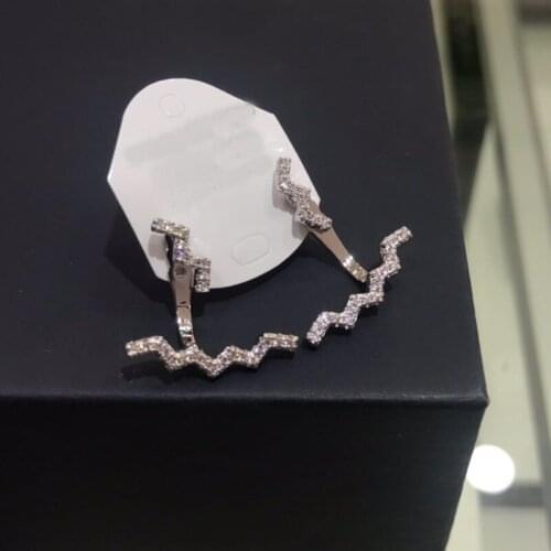 UMGODLY Luxury Brand Zigzag Wave Earrings Micro Cubic Zirconia Up and Down Earrings for Women Fashion Party Jewelry