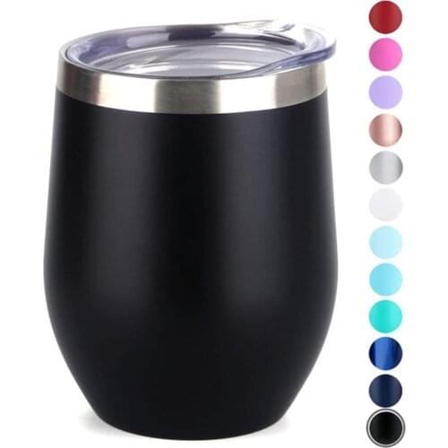 Vaccum Insulated Wine Tumbler with Lid (Multicolor), Stemless Stainless Steel Insulated Wine Glass 12oz,for Champaign, Cocktail