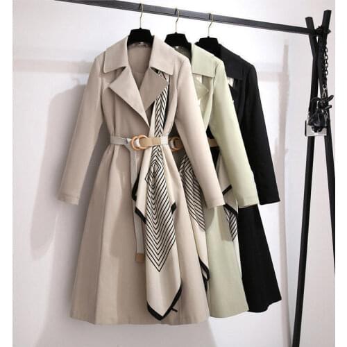 Spring And Autumn Coat Women Jacket New 2021 Plus Size Windbreaker Female Outer Garment Long Slim Coats Womens Jackets Black