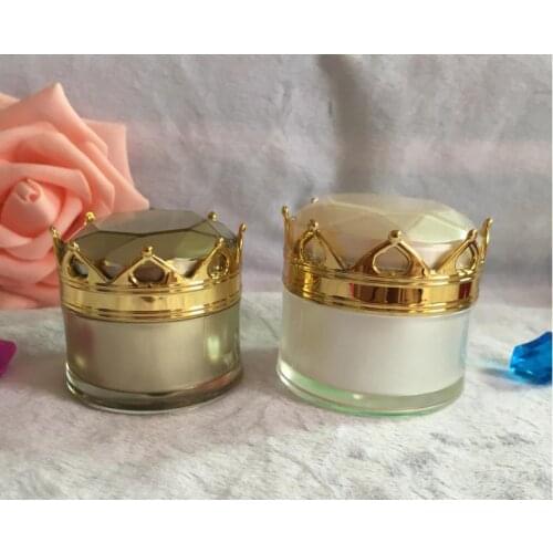 Top Grade Crown Gold White Cream Jars 10g 15g 20g Makeup Containers for Eyes Lips Face Care Gel Cream Lotion 100pcs SN1716