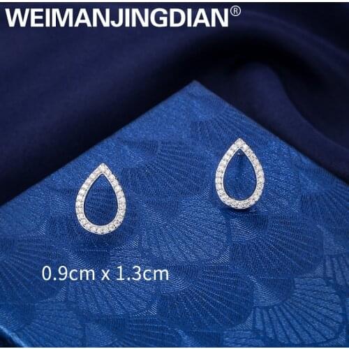 WEIMANJINGDIAN New Arrival Sparkling Cubic Zirconia CZ Zircon Crystal 9mmx13mm Hollowing Teardrop Stud Earrings for Women