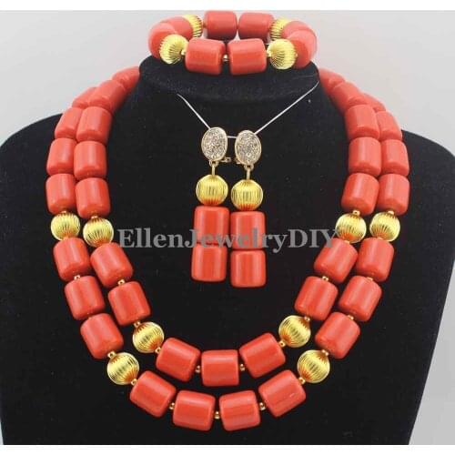 African beads Jewelry Sets Nigerian Wedding Coral Beads Jewelry Set Bridal Statement Coral necklace Set Free Shipping W11302
