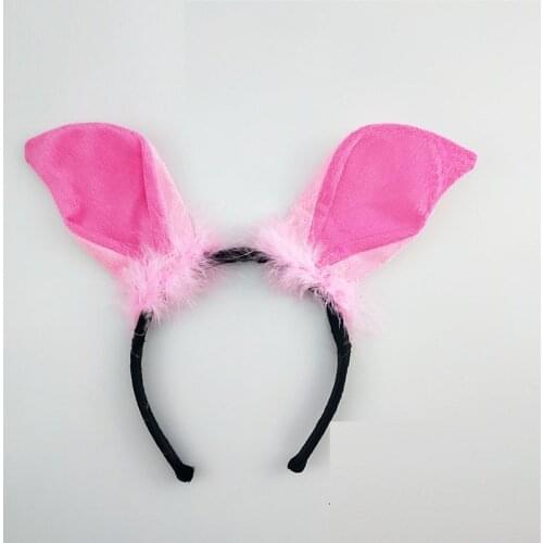10pack Girls Women Boy Jungle Zoo Animals Headbands Birthday Party Favor Pink Pig Ears Tail Bowtie Hair Hoop Halloween