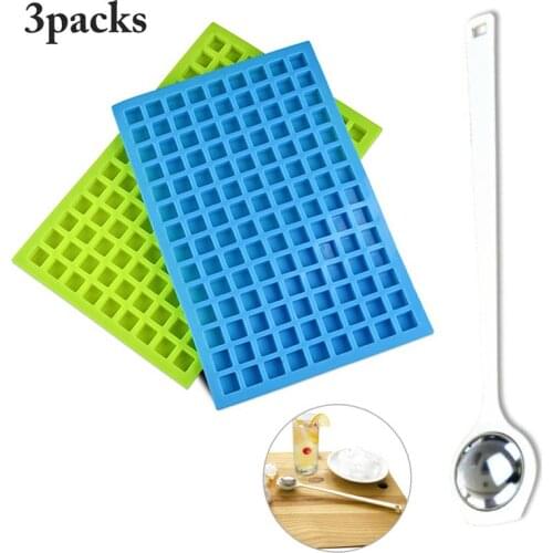 2PCS Food Grade Silicone Ice Tray Fruit Ice Cube Maker DIY Creative Small Ice Cube Mold Square Shape Moulds with Ice Tapper