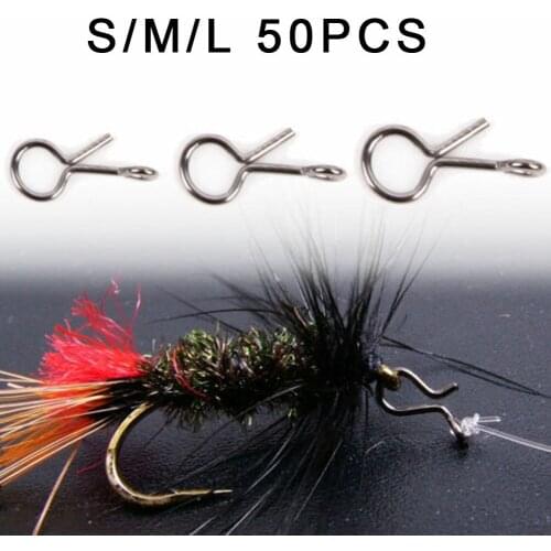 50pcs Fly Fishing Snap Hooks Stainless Steel Links Connectors Quick Change 6mm /8mm /10mm Black Fishing Snaps Lures Clip