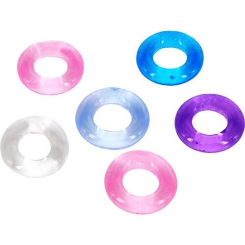 6pcs Super Stretchy Penis Ring Time Delay Donut Cock Sex Rings Silicone Erection Enhancer Sex Toys for Men