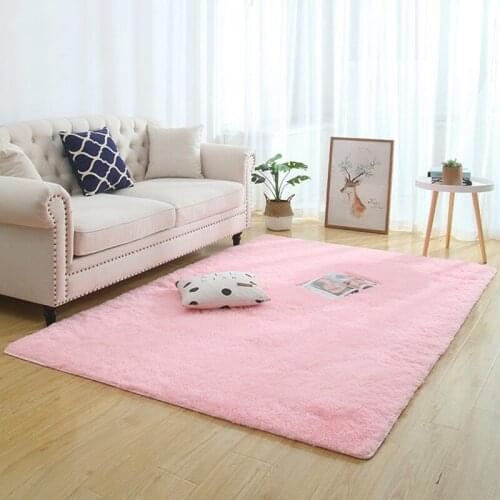 Long Hair Stained Big Carpet Plush Soft And Comfortable Modern Minimalist Bedroom/Living Room Carpet Balcony Cushion Solid Color