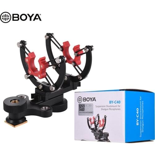 BOYA BY-C40 Shock Mount Holder Clip Camera Shoe Noise-reducing Shock Mount accessories for Shotgun Microphones 20-22mm Diameter