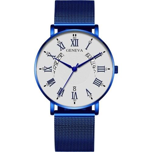 Men Watches Luxury Brand Men Dual Calendar Stainless Steel Mesh Watch Men Sports Casual Quartz Watch Relogio Masculino Clock