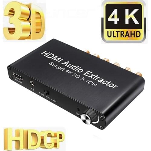 5.1CH Digital Audio Decoder HDMI Audio Extractor 4K 3D Converter 3.5mm Output HDMI To HDMI For PS4 amplifier 5.1 10set/lot