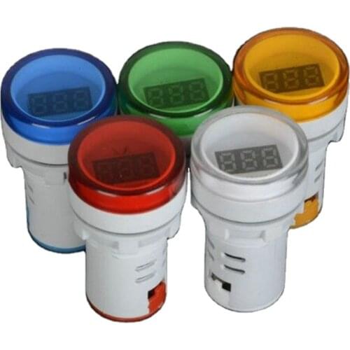 DIY Mini Digital Voltmeter 22mm Round AC220-240V Volt Voltage Tester Meter Monitor Power LED Indicator Pilot Lamp Light Display