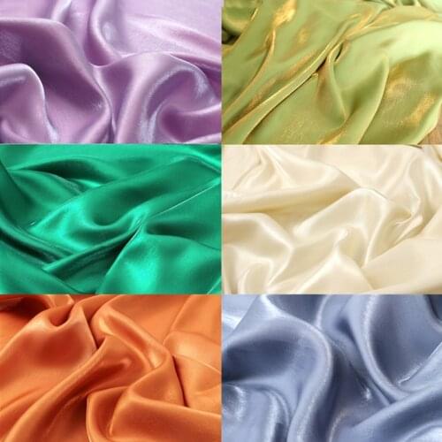 Colored glaze silk satin gradient fabric bright silky and delicate high-dipping high-end dress wedding dress shiny sewing