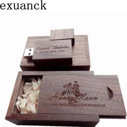 Exuanck Wooden Walnut Flash Stick Usb 2.0 4GB 8GB 16GB 32GB 64GB Custom Engrave Company Logo wedding Gift (over 20pcs free logo)