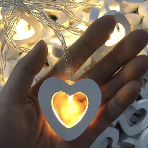 1.5M Wood Heart-shaped Battery Box Lovely Warm Lamp for Home Decoration Christmas Halloween Valenties Day New Years Day Easter