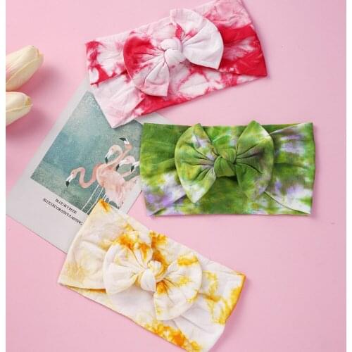 Baby Headband Tie Dye Hair Bows Head Wrap For Girls Nylon Hairbands Soft Newborn Turban Colorful Infant Hair Accessories New