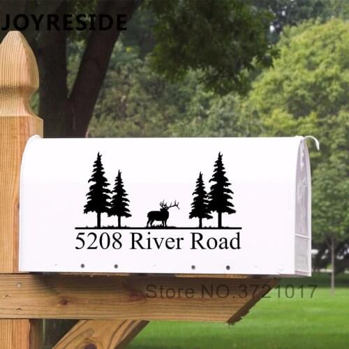 Mail Box Decal Home Fron Mailbox Sign Wall Box Decals Tree Deer Pattern Art Design Vinyl Sticker Mailboxes Number Address M079