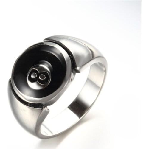 European and American stainless steel ring mens jewelry wholesale billiards black 8 titanium steel ring