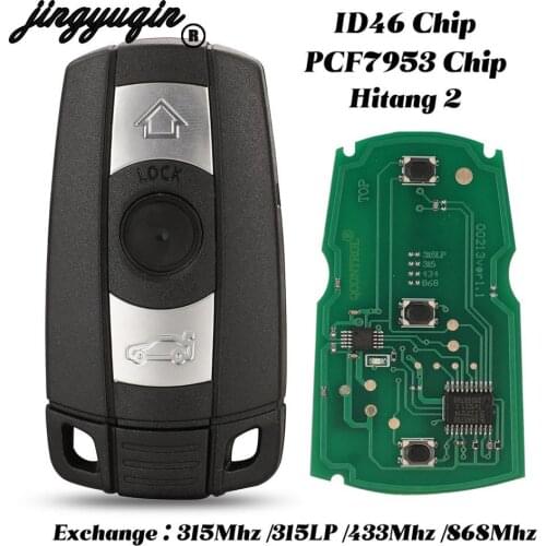 Jingyuqin 3 Buttons Half Smart Car Key For BMW 3 5 Series ID46 PCF7935 Chip Replacement Fob 315Mhz/315LP/433Mhz/868Mhz Exchange