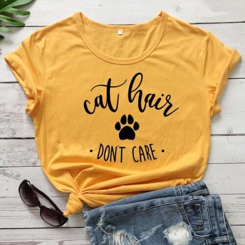 Cat Hair Dot Care Paw Graphic Mom Shirt Kawaii Cotton Women Tshirts Plus Size Casual Female Clothing O Neck Short Sleeve Tees
