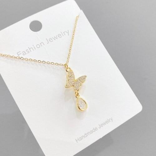 Micro Inlaid Zircon Butterfly Necklace for Women New Korean Fashion Trend Design Sense Necklace Short Clavicle Chain Jewelry