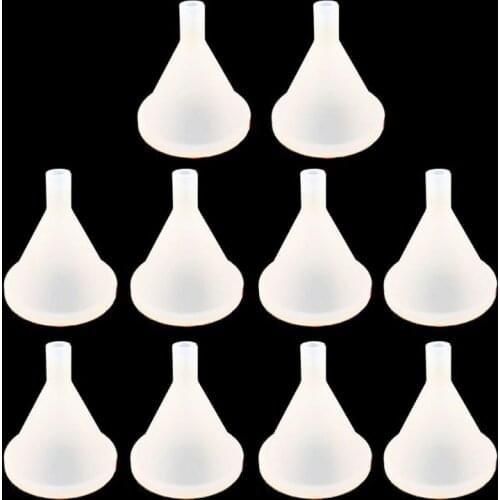 Free shipping 10Pcs Mini Silicone Funnel for Transfer Liquid Oil Perfume Diffuser Bottle Molds