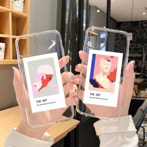Fashion Oil painting clear Phone Case Transparent for iPhone 6 7 8 11 12 s mini pro X XS XR MAX Plus SE cover funda shell