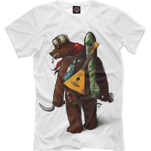 2021 Men NEW T-shirt Russia My Motherland Moscow Terrible Bear Short Casual 100% COTTON O-Neck Shirts for Men